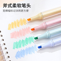 Lot de 4 surligneurs Macaron Pastel pour le soin des yeux, doux, sans bavure, pointe biseautée, fluorescent, esthétique, pour journal et étudiants
