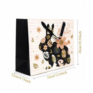 Party Supplies <b>Easter</b> Day Treat Decor Bunny and Eggs With Handles Recycled Cardboard Large Goodie <b>Gift</b> <b>Bags</b> - Product Image 3
