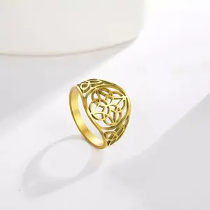 Acier inoxydable 316L personnalisé évider Viking fleur sacrée Mandala anneau Vintage celtique sorcière noeud anneau amulette meilleur cadeau - Product Image 2