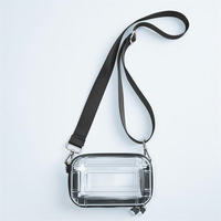 Vente en gros de sac à bandoulière transparent en PVC avec logo personnalisé mini sac de maquillage en forme de valise sac à bandoulière cosmétique transparent