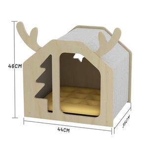 Elk-thème bois massif multicouche chat chien maison hiver chaleur nid tapis PP matériel boîte emballage pour noël lits pour animaux de compagnie - Product Image 6