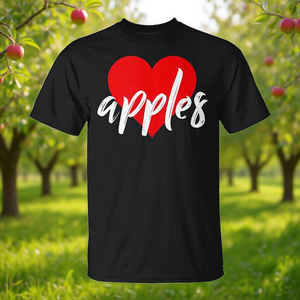 Camiseta I Love Apples para mujer, diseño de amante de las frutas, ropa unisex de algodón negro - Product Image 3