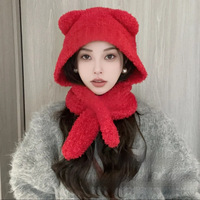 Bonnet tricoté chaud Y2K avec oreilles d'ours mignonnes, bonnet tendance de couleur unie pour couple, protection des oreilles en crochet, automne-hiver