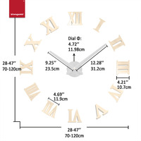 Horloge murale DIY de luxe en or avec chiffres romains, autocollant géant en acrylique miroir, mouvement silencieux à quartz, cadeau pour la décoration de bar, café, restaurant, 120 cm