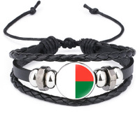 Bracelet personnalisé en fil ciré tressé avec drapeau de la République du Congo, cordon réglable, souvenir pour fans, bijou cadeau