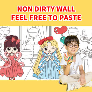 Безопасный материал детские развлекательные игрушки Diy граффити наклейка обои легко наклеить изображение прокрутки 7 мультяшных тем - Product Image 2