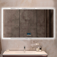 Miroir anti-buée sans cadre en alliage d'aluminium rectangle rétroéclairé par LED pour salle de bain moderne de luxe