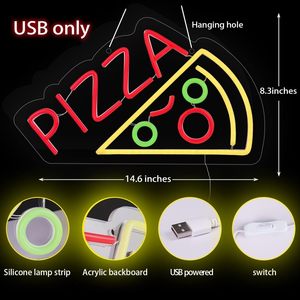 Pizza neon LED hanging ambient light restaurant kitchen party gift indoor indicator light transparent acrylic board billboard - Product Image 1