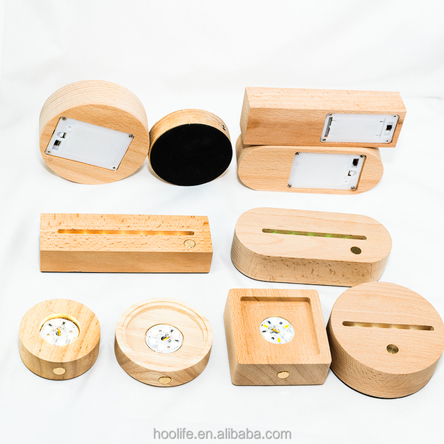 Factory Wholesale Creative Night Light USB LED Resin Lamp Base Crystal Ball Wooden Base Lamp Led 3d Night Light Base