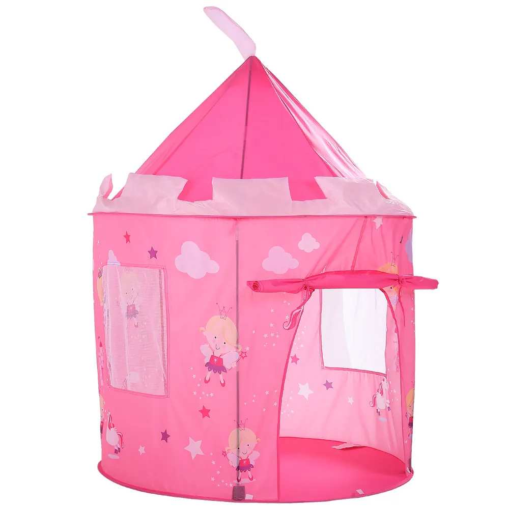 Tente de jeu intérieure en Polyester pour enfants, maison de jeu pliable, brillante, jouet facile à plier, pour filles, château princesse, rose