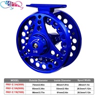 Vente en gros 3/4 5/6 7/8 WT Roue de pêche à la mouche en aluminium Moulinet de pêche à la mouche CNC Machine Cut Large Arbor Die Casting