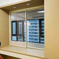 Ventana Interior Moderna de Aluminio para Residencias, Marco Estrecho, Vidrio de Doble Capa, Insonorizada, Corredera, con Persianas, para Cocina y Baño