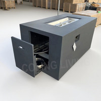 Table de foyer extérieur rectangulaire en béton de luxe moderne avec réservoir de propane dissimulé 65K BTUs, barbecue sans fumée poli, haut de gamme pour villa