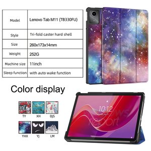 Funda de cuero PU con soporte triple plegable y estampado a color para Lenovo Tab <span class=keywords><strong>M11</strong></span> TB-330FU, funda para tableta de 11 pulgadas - Product Image 6