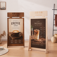 Papan Tanda Berdiri Portabel Dalam Ruangan Kustom Bingkai Kayu Penutup Vinyl Tahan Air Stand Display Lantai Perakitan Mudah Iklan Neon