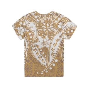 Personalized <strong>Golden</strong> Yellow Polynesian Floral Style Kids <strong>T</strong> <strong>Shirts</strong> Best-Selling Customize Children <strong>Boys</strong> Girls Plain TShirts Sales - Product Image 2