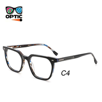 Monture de lunettes carrée en acétate de haute qualité pour hommes avec détails décoratifs en métal pour verres correcteurs