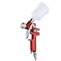 Pistol semprot HVLP profesional, nosel 0.8/1.0mm Mini cangkir semprot 125cc, pistol pneumatik untuk melukis mobil aerodinamis