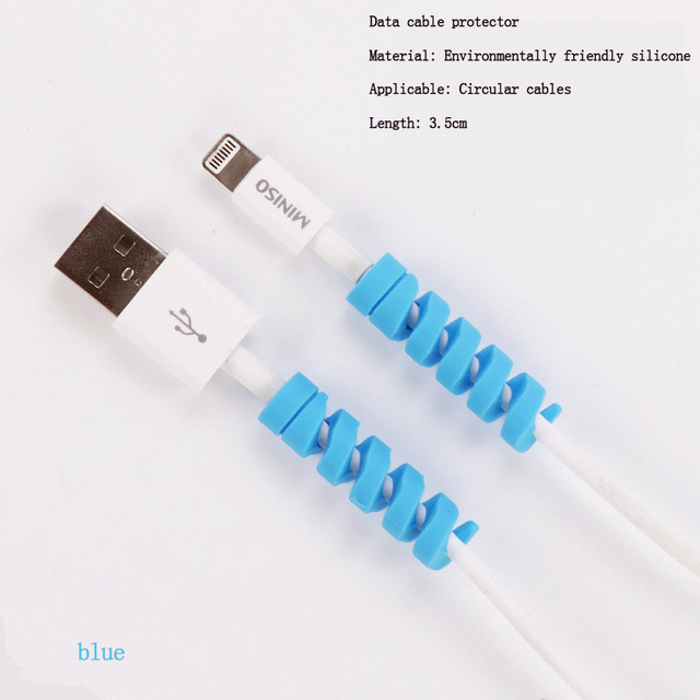 2.5mm Thickened Spiral Data Cable Protector, Eco-Friendly TPR Silicone Anti-Breakage Sleeve for iPhone Android Charging Cord