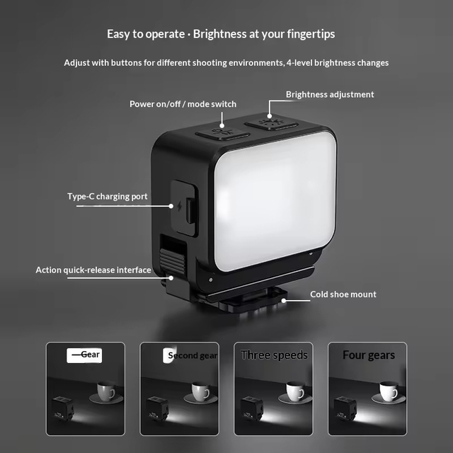 Flymile High Quality Pocket 3 Fill Light Waterproof Video & Selfie Light for Action Cam ABS Material