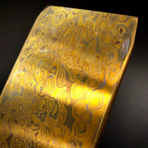 ダマスカスモクメゲインシートビレットを作るナイフ用のカスタムモクメダマスカス鋼DIYプレミアム銅ダマスカスシート - Product Image 4