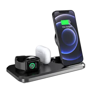 최신 아이폰 접이식 3-In-1 무선 시계 이어폰 전화 충전 스탠드 3 1 접이식 무선 충전기