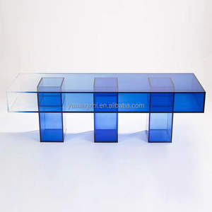 आधुनिक कला नीले ग्रेडिएंट ऐक्रेलिक लंबी टेबल सरल रचनात्मकता लिविंग रूम ऐक्रेलिक कॉफी टेबल - Product Image 2