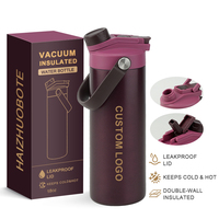 Bouteille isotherme sous vide en acier inoxydable à double paroi de 18 oz, sans BPA, avec logo personnalisé, directement de l'usine, avec paille 2-en-1 et couvercle à ouverture rapide