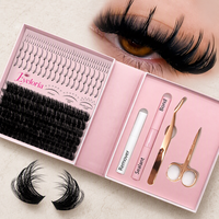 En gros, Kit de cils individuels en grappe SpikeDiy de luxe faits main, mélange CD, cils naturels volumineux, avec plateau et logo personnalisé