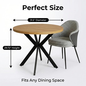 Tavolo da Pranzo Moderno per 4/6/8 Persone, Tavolo Rotondo Alto in Legno con Gambe in Metallo per Arredamento Casa - Product Image 3