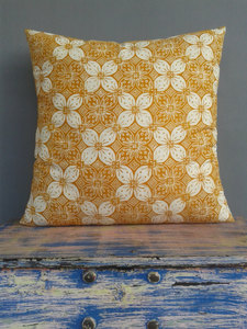 100% Cotton <strong>Mustard</strong> Yellow Floral Block Print Pillow <strong>Cover</strong>, Premium Handmade <strong>Cushion</strong> <strong>Cover</strong> for Sofa Bedroom Decor - Product Image 3