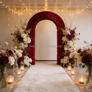 SMOOTH New Popular Wedding Events Birthday Part <b>Decorative</b> Fabric Backdrop Red 3D Metal <b>Arch</b> with Velvet Cover - Product Image 1