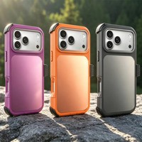 Coques de téléphone en acrylique pour iPhone 18 17 16 15 14 13 Pro Max, robustes avec béquille, étui de protection avec clip ceinture, finition mate, coque arrière 2-en-1