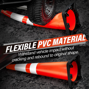 กรวยจราจรขนาดใหญ่ 36 นิ้ว CITICITY พร้อมฐานสีดำหนา กรวยนิรภัยสีส้มพร้อมแถบสะท้อนแสงเพื่อความปลอดภัยบนท้องถนน - Product Image 6