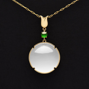 Forever Star Qingyabailu Feicui Simple Cucurbit Colgante de Jadeíta Natural de Oro de 18K Clásico de Alta Gama para Aniversario, Certificado por Terceros - Product Image 1