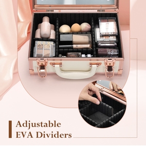 Estuche Organizador de Maquillaje Grande con Espejo LED, Soporte para Brochas, Divisores Ajustables, Estuche Portátil para Cosméticos y Almacenamiento de Uñas - Product Image 2