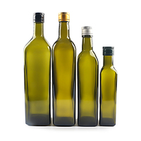 Bouteille d'huile d'olive en verre Marasca carrée ou ronde vide, transparente, ambre, verte, 100 ml, 250 ml, 500 ml, 750 ml, 1000 ml, avec bouchon