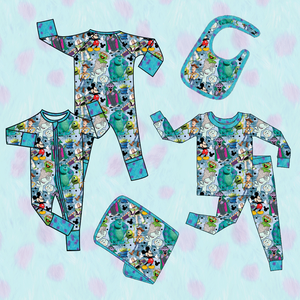 ชุดนอนเด็กทารกแบบรอมเปอร์ซิป ลายสุนัขแดง ทำจากผ้าไผ่  ชุดนอนเด็กแรกเกิดแบบสั่งทำ ชุดนอนเด็ก - Product Image 2