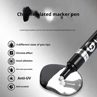 Marqueur permanent Guangna 843 à effet miroir chromé brillant, peinture réfléchissante à base d'huile, stylo DIY pour modèle Gundam, argent électroplaqué métallique