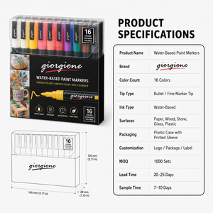 Giorgione Versatile, Paquete de 16 Marcadores de Pintura a Base de Agua, Herramientas de Manualidades Personalizadas para Artistas, Marcadores Personalizados Directo de Fábrica - Product Image 3