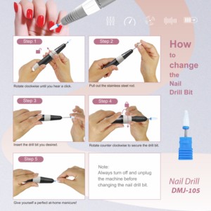 Máquina de Taladro de Uñas Portátil Recargable <span class=keywords><strong>Love</strong></span> <span class=keywords><strong>Crazy</strong></span> DMJ-105 de 35000 rpm para Manicura y Pedicura - Product Image 5