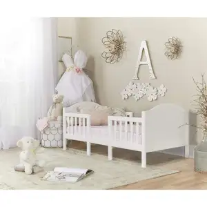 Lit convertible pour tout-petits 3 en 1 en pin blanc Design bas au sol Finition non toxique Lit pour enfants