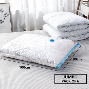 <strong>Extra</strong> <strong>Large</strong> 6 Pack Eco-Friendly Compression Vacuum <strong>Storage</strong> <strong>Bags</strong> 100 X 80cm Double Zip Seal Reusable Dustproof Multifunction - Product Image 2