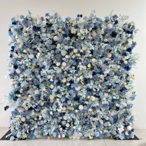 Mur de fleurs artificielles en gros 8ft x 8ft, panneaux muraux en soie de roses, décoration de fond mural enroulable - Product Image 5