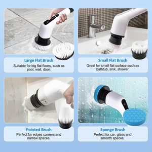 Nettoyeur de sol rotatif électrique sans fil à 3 vitesses, 8 têtes de <span class=keywords><strong>brosse</strong></span> remplaçables, <span class=keywords><strong>brosse</strong></span> de nettoyage de <span class=keywords><strong>douche</strong></span> en plastique durable - Product Image 4