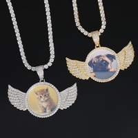 NUOYA Personnalisé Personnaliser Conception Aile Image/Image Mémoire Diamant Ange Hiphop Photo Pendentif Fine Jewelry