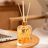 Diffuseur de parfum artisanal sans alcool aux fleurs préservées, flacon plat en verre, parfum longue durée, désodorisant sans fumée