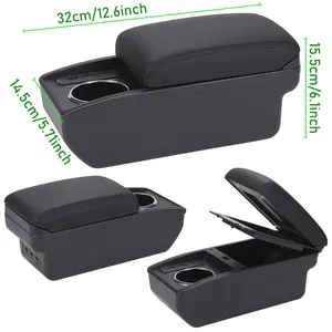 <span class=keywords><strong>Accoudoir</strong></span> de voiture Volkswagen Skoda Citigo VW Seat Mii, boîte de rangement automatique, porte-gobelet en cuir PU ABS, populaire, haute qualité - Product Image 2