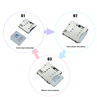 Prise pour carte Micro SIM de 1.45 hauteurs fournie par le fabricant avec accessoire électronique à insertion inclinée à toute épreuve