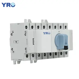 YRO 3 Tahap 400V 32A 63A 80A DIN Rel Putar AC Manual Transfer Switch Listrik Changeover Switches